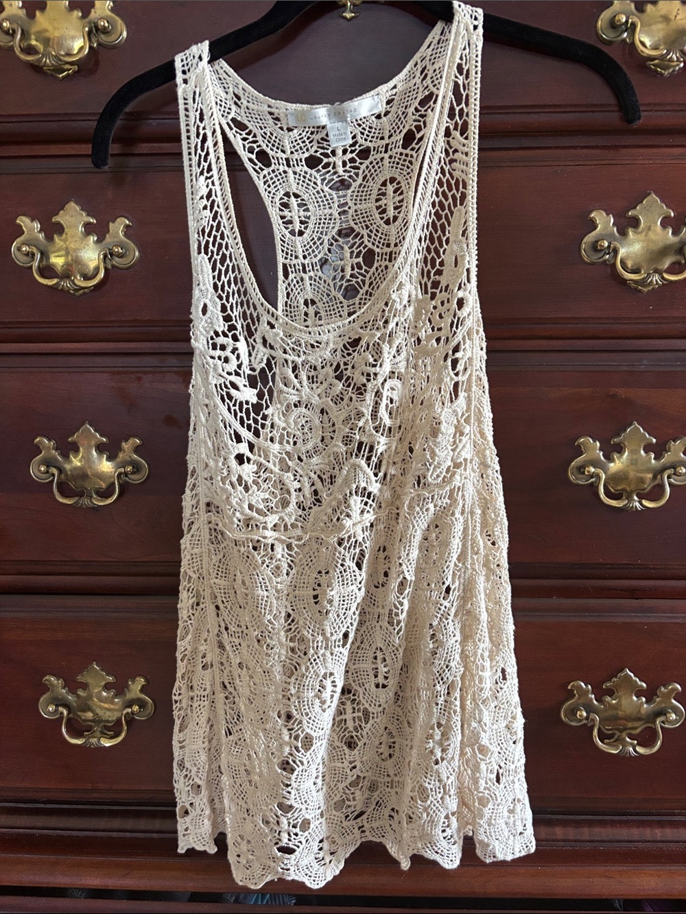 LC Lauren Conrad Cream Crochet Tank Chemise